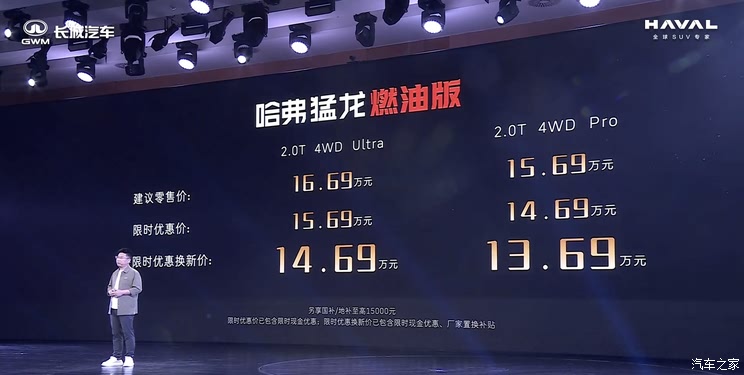 哈弗猛龙燃油版上市 换新价13.69万起 2.0T+9DCT带差速锁的方盒子
